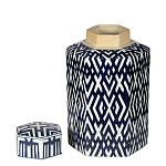Ваза с крышкой и графическим узором в сине-белых цветах Blue & White Ornament  варинант исполнения - 1 | Loft Concept в Тюмени