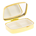 Таблетница карманная прямоугольная с 2-мя отделениями с зеркалом и накладкой из натурального камня Лазурит Gold Stone Pillboxes варинант исполнения - 3 | Loft Concept в Тюмени