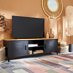 ТВ-тумба из металла и столешницей из массива дуба Metal Wood TV-Stand варинант исполнения - 6 | Loft Concept в Тюмени