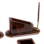 Настольный письменный набор с часами из природного камня обсидиана  Contract Extended варинант исполнения - 4 | Loft Concept в Тюмени