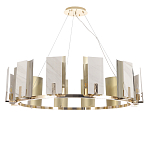 Люстра подвесная круглая с прямоугольными мраморными и золотистыми панелями на металлическом каркасе Диаметр 118 см Marble square Chandelier варинант исполнения - 1 | Loft Concept в Тюмени