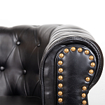 Кресло кожаное с мягкими подлокотниками на 4-х деревянных ножках Logan Leather Armchair black варинант исполнения - 4 | Loft Concept в Тюмени