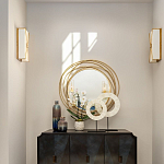 Золотое настенное круглое зеркало Golden Orbit варинант исполнения - 2 | Loft Concept в Тюмени