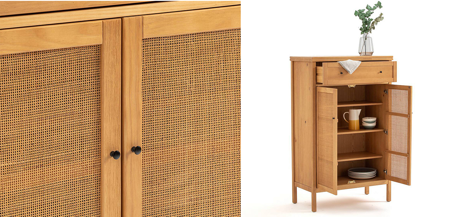 Комод в скандинавском стиле с плетеными дверцами Niels Wicker 3 drawers Комод в скандинавском стиле с плетеными дверцами Niels Wicker 3 drawers - Loft-Concept в Тюмени
