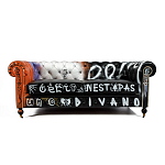 Диван Честерфильд граффити graffiti Orange Sofa натуральная кожа варинант исполнения - 3 | Loft Concept в Тюмени