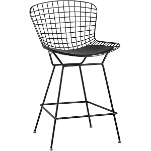 Полубарный стул Bertoia Barstool Черный Матовый Металл