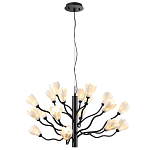 Люстра подвесная черного цвета с ветвями и белыми фарфоровыми цветами Floralis варинант исполнения - 8 | Loft Concept в Тюмени
