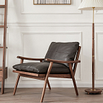 Кресло c каркасом из массива дерева и мягкой кожаной обивкой Walnut Armchair варинант исполнения - 11 | Loft Concept в Тюмени