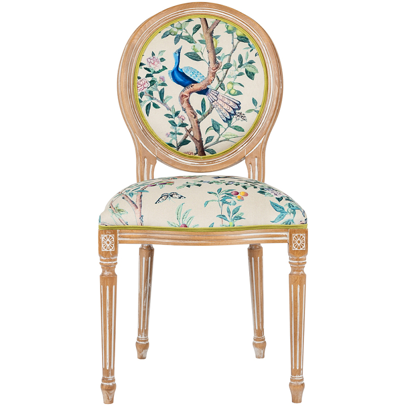 Стул из массива бука бежевый с изображением птиц в саду Beige Green Chinoiserie Blue Bird Chair Бежевый Мульти Салатовый Стул из массива бука бежевый с изображением птиц в саду Beige Green Chinoiserie Blue Bird Chair Бежевый Мульти Салатовый в Тюмени | Loft Concept