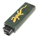 Зажигалка газовая из натурального камня Офиокальцит с декоративной металлической вставкой в виде ящерицы Metal Stone Lighters варинант исполнения - 2 | Loft Concept в Тюмени