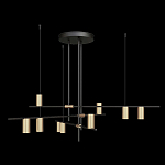 Люстра с 9-ю цилиндрическими плафонами цвета латунь TRIBES CHANDELIER варинант исполнения - 1 | Loft Concept в Тюмени