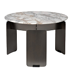 Столик журнальный с круглой мраморной столешницей на трех опорах Marble Stone Drawing варинант исполнения - 1 | Loft Concept в Тюмени