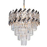 Люстра многоярусная с переплетенными металлическими элементами черного и золотого цвета и прозрачными хрустальными подвесками Empire Chandelier Crystal варинант исполнения - 1 | Loft Concept в Тюмени