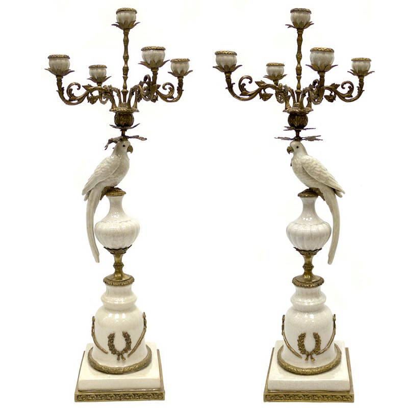 Подсвечник Candlestick White Parrot Белый Бронза Подсвечник Candlestick White Parrot Белый Бронза в Тюмени | Loft Concept