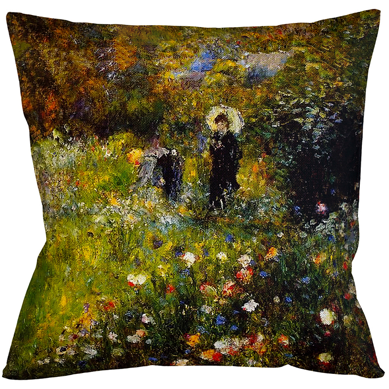 Подушка декоративная с цветочным принтом Impressionism in Color Мульти Бежевый Подушка декоративная с цветочным принтом Impressionism in Color Мульти Бежевый в Тюмени | Loft Concept