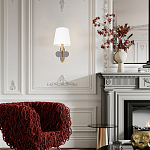 Бра с белым текстильным абажуром и фигурным основанием с зеркальной вставкой Vitorino варинант исполнения - 7 | Loft Concept в Тюмени