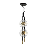 Подвесной светильник с 2-мя прозрачными стеклянными плафонами и золотистыми центральными вставками Virelia  варинант исполнения - 5 | Loft Concept в Тюмени