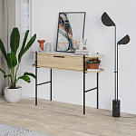 Консоль напольная деревянная с выдвижным ящиком и 2-мя полками со столешницей цвета белый мрамор OTIS CONSOLE OAK варинант исполнения - 3 | Loft Concept в Тюмени