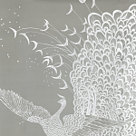 Обои ручная роспись в стиле Арт-деко Whistler Peacocks Special Colourway on Pale Grey dyed silk варинант исполнения - 2 | Loft Concept в Тюмени