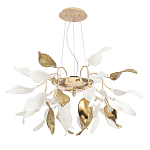 Люстра подвесная с белыми матовыми и золотыми глянцевыми листьями Wintery flovers варинант исполнения - 1 | Loft Concept в Тюмени