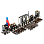 Настольный письменный набор с часами из природного камня обсидиана Team leader варинант исполнения - 2 | Loft Concept в Тюмени