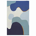 Плед из хлопка синего цвета с абстрактным принтом Elysian Flow Ocean варинант исполнения - 1 | Loft Concept в Тюмени