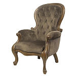 Кресло с мягкой обивкой из коричневого велюра на 4-х деревянных ножках Evelyn Classical Armchair варинант исполнения - 3 | Loft Concept в Тюмени