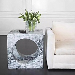 Дизайнерский журнальный стол квадратной формы с круглой нишей Guxawar варинант исполнения - 1 | Loft Concept в Тюмени