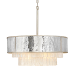 Люстра круглая с подвесками из текстурированного стекла молочного цвета Hinkley варинант исполнения - 1 | Loft Concept в Тюмени