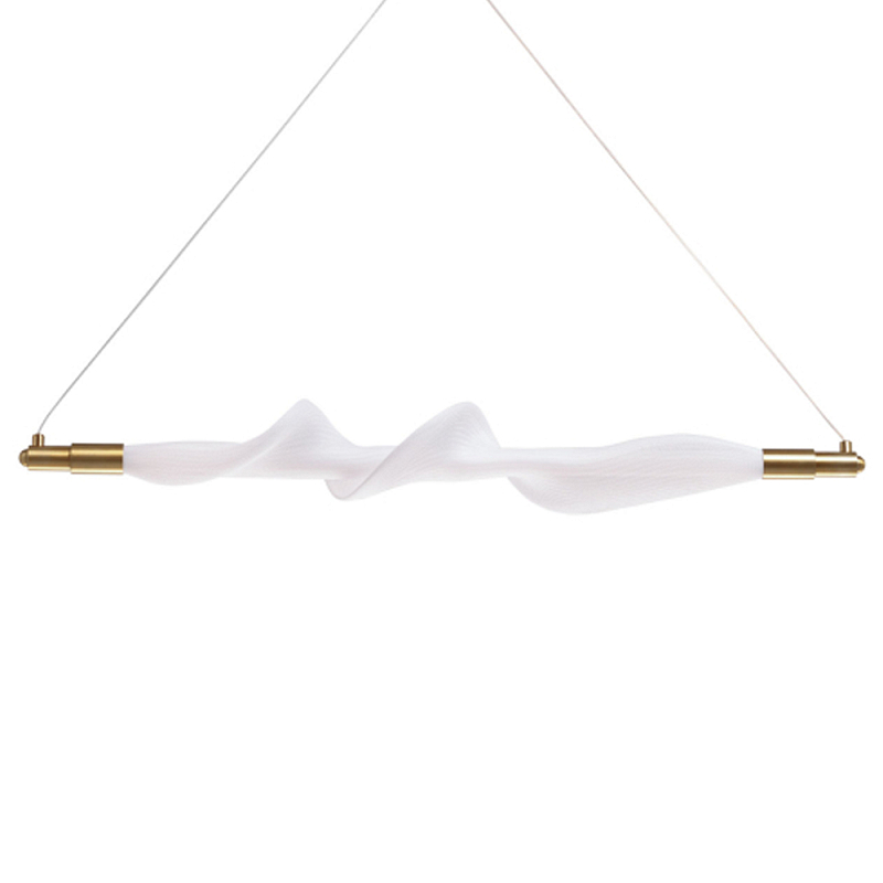Люстра горизонтальная с волнистым белым плафоном Golden Swirl Белый Латунь в Тюмени | Loft Concept 