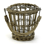 Кашпо стеклянное в плетёной корзине Timber варинант исполнения - 2 | Loft Concept в Тюмени