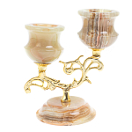 Подсвечник двухрожковый из натурального камня оникс Stone Candlestick варинант исполнения - 1 | Loft Concept в Тюмени
