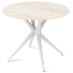 Стол обеденный с круглой столешницей из керамики на четырех белых ножках Sand Ceramics варинант исполнения - 2 | Loft Concept в Тюмени