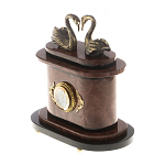 Часы настольные из натурального камня с декором в виде двух лебедей Swans Stone Clock варинант исполнения - 6 | Loft Concept в Тюмени