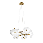 Люстра подвесная круглая с ветвистыми бронзовыми элементами и стеклянными рифлеными дисками Textured Glass Chandelier варинант исполнения - 3 | Loft Concept в Тюмени