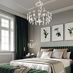 Люстра подвесная из металла с хрустальными подвесками прозрачного цвета Quasar 41 варинант исполнения - 13 | Loft Concept в Тюмени