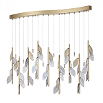 Люстра с золотистыми трубками и прозрачными стеклянными листьями на подвесах Sylva  варинант исполнения - 2 | Loft Concept в Тюмени