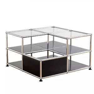 Дизайнерский журнальный стол квадратный с полками Akydy