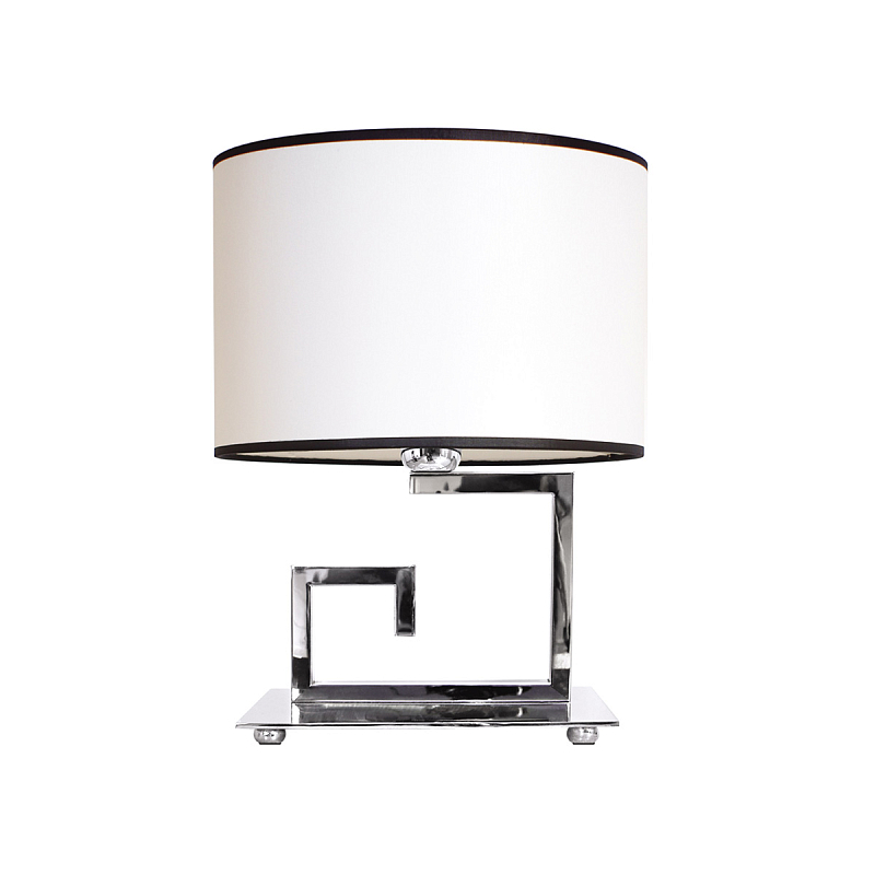 Настольная лампа с белым цилиндрическим абажуром с темной окантовкой Natural Concepts Черный Бежевый Хром в Тюмени | Loft Concept 