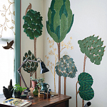 Обои ручная роспись Mughal Trees Original colourway on linen варинант исполнения - 1 | Loft Concept в Тюмени