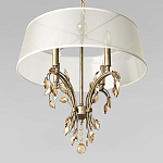 Люстра подвесная круглая с тканевым полупрозрачным абажуром и подвесками 4 лампы Gilded Elegance варинант исполнения - 4 | Loft Concept в Тюмени