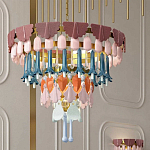 Люстра круглая с декором из разноцветных элементов в виде листьев Changing Seasons варинант исполнения - 11 | Loft Concept в Тюмени