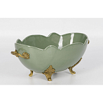 Чаша зеленого цвета из фарфора с волнообразным краем Eden Garden porcelain and bronze варинант исполнения - 1 | Loft Concept в Тюмени