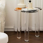 Дизайнерский журнальный стол с фигурной столешницей на 3-х прозрачных ножках Rahakif варинант исполнения - 2 | Loft Concept в Тюмени