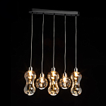 Люстра с 3-мя плафонами волнообразной формы цвета янтарь и 2-мя прозрачными шарообразными плафонами Lucid Rain  варинант исполнения - 3 | Loft Concept в Тюмени