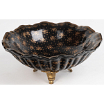 Блюдо черного цвета из фрафора на бронзовых ножках Eden Garden porcelain and bronze варинант исполнения - 2 | Loft Concept в Тюмени