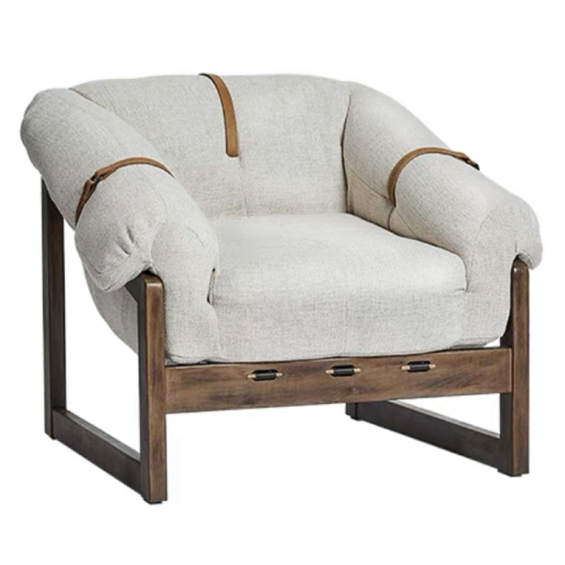 Кресло Duncan Текстильная обивка Белый Коричневый в Тюмени | Loft Concept 