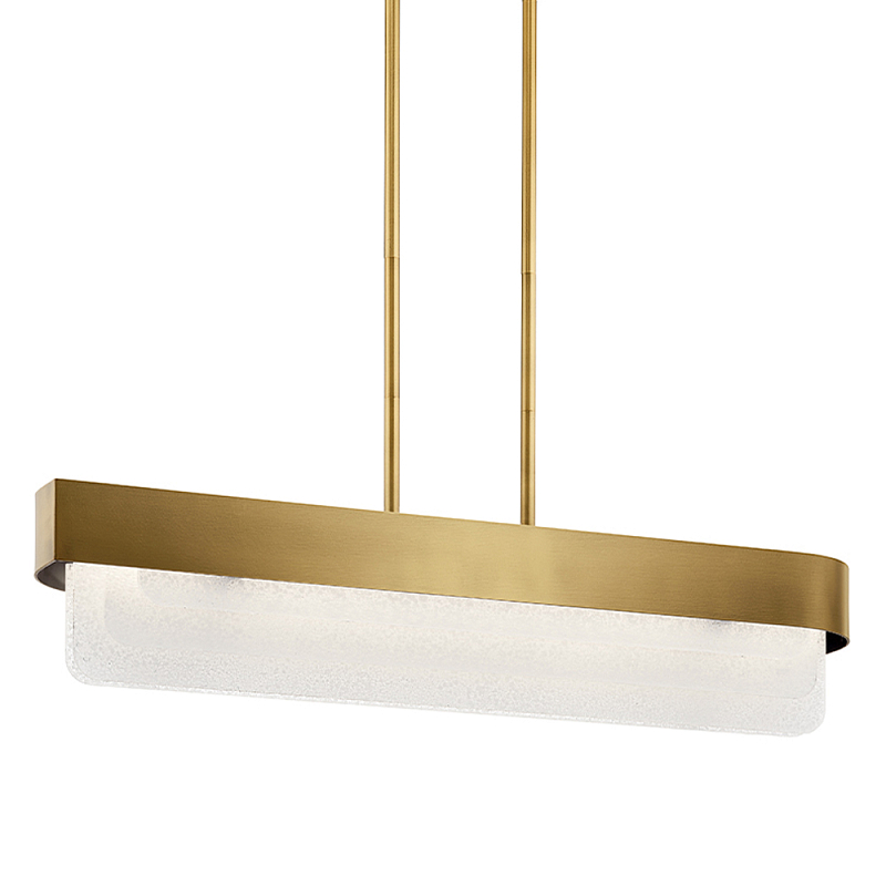 Люстра подвесная прямоугольная цвета латунь Kichler Латунь Прозрачное Стекло Белый в Тюмени | Loft Concept 