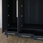 Большой Шкаф Primo Черный дуб с 3 дверьми и 3 выдвижными ящиками варинант исполнения - 7 | Loft Concept в Тюмени