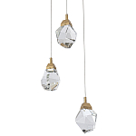 Подвесной светильник с 3-мя хрустальными плафонами Esme Crystal Brass Trio Hanging lamp варинант исполнения - 1 | Loft Concept в Тюмени